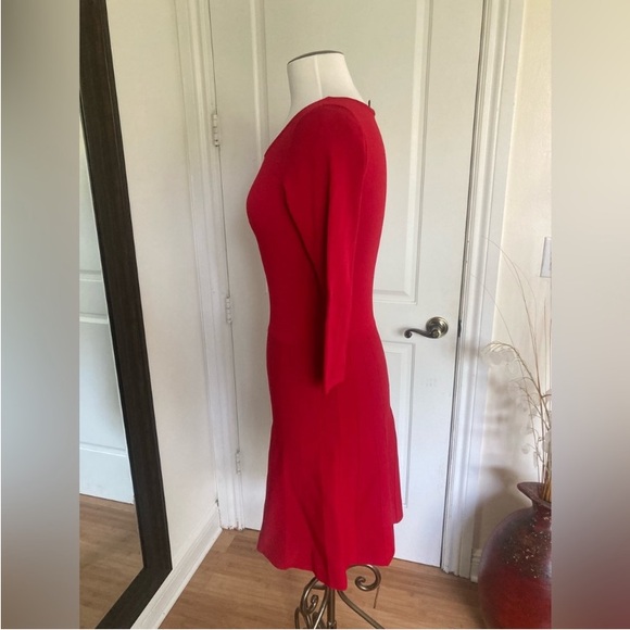 Ann Taylor Stretch Knit Sweater Fit & Flare Red Dress - Picture 9 of 14